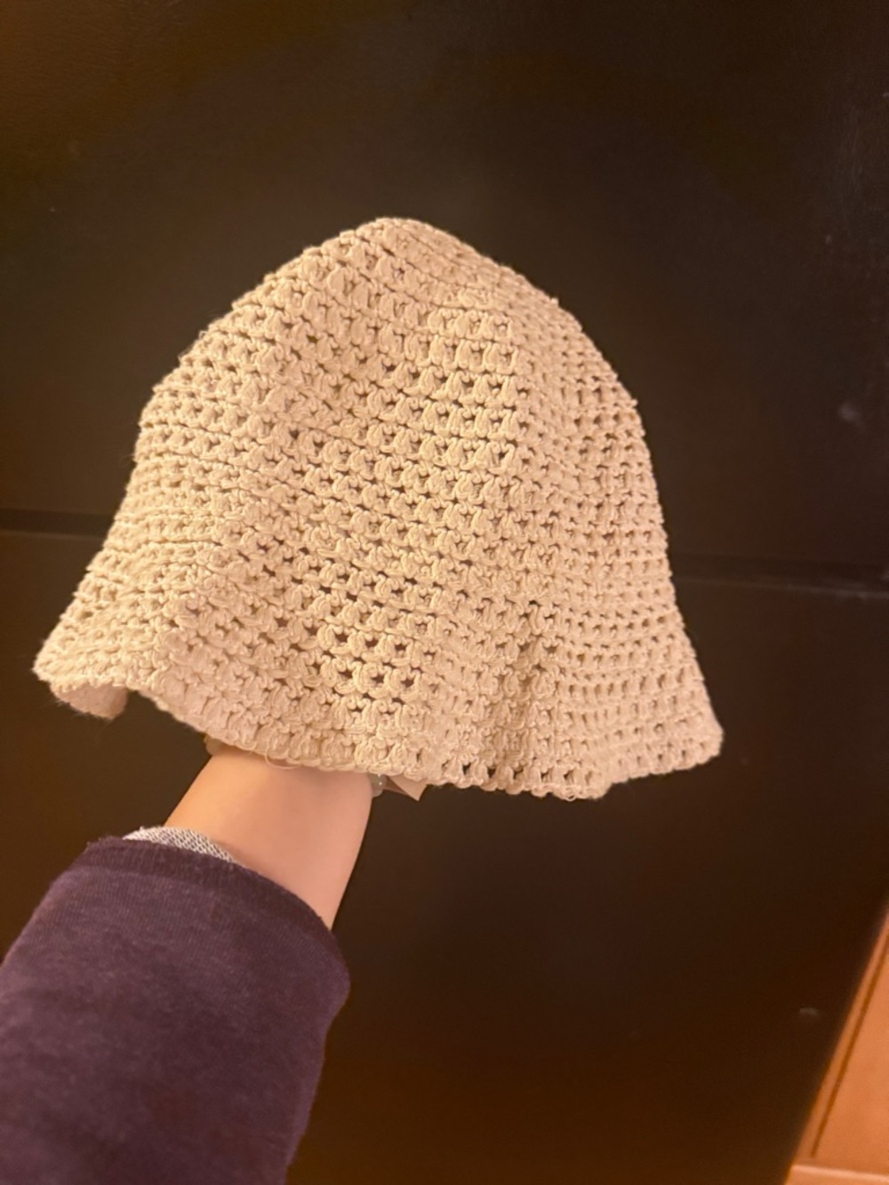 Kids Crochet floppy bucket/sun hat in Light Beige